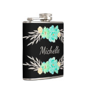 Aangepaste blauwgroen en zilvermonogram kolf heupfles (Rechts)