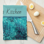 Aangepaste Blauwgroen Floral Theedoek (Quarter Fold)