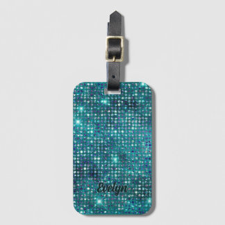 Aangepaste Blauwgroen glitter Bagagelabel