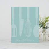 Aangepaste blauwgroen keukengerei met briefhoofd (Staand voorkant)