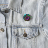 Aangepaste Blauwgroen Paarse burst Small Button (In situ)