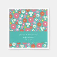 Aangepaste Blauwgroen Roze Retro Bloemen Spring Ba