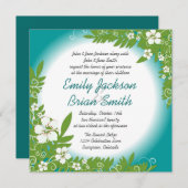 Aangepaste blauwgroen uitnodigingen voor een witte (Voorkant / Achterkant)