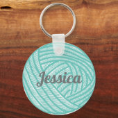 Aangepaste Blauwgroen val van Yarn Knitting Sleutelhanger (Voorkant)