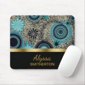 Aangepaste Blauwgroen zwarte gouden tonercirkels Muismat (Met muis)