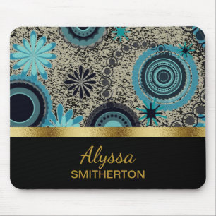 Aangepaste Blauwgroen zwarte gouden tonercirkels Muismat