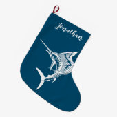 Aangepaste blauwvis en witvis grote kerstsok (Voorkant (Hangend))