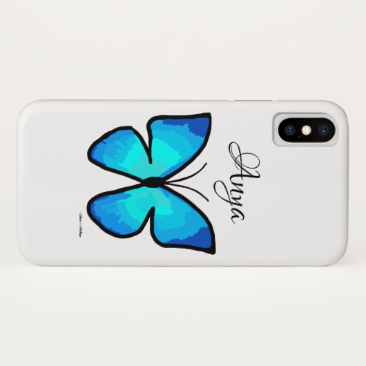 Aangepaste blauwvlinder Case-Mate iPhone case (Achterkant (horizontaal))