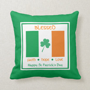 Aangepaste BLESSED Irish Flag St Patricks Day Kussen