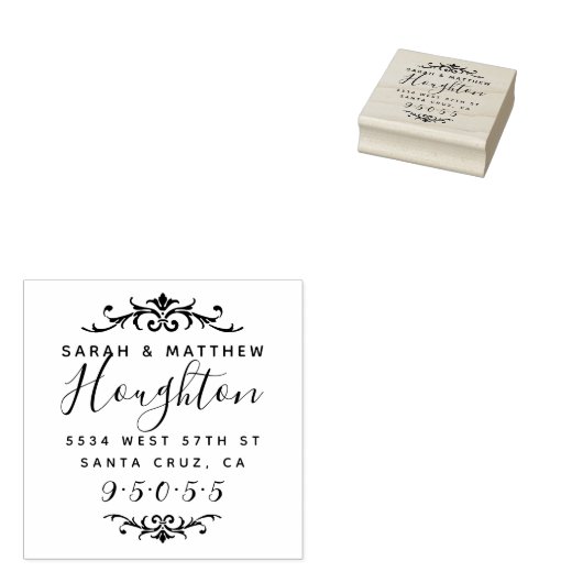 Aangepaste bloeien bruiloft paar retour adres 	rubberstempel (Gestempeld)