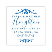 Aangepaste bloeien bruiloft paar retour adres zelfinktende stempel (Design)