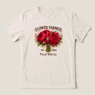 Aangepaste Bloem Boer Bloemenzaak Gepersonaliseerd Tri-Blend Shirt