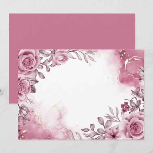 Aangepaste bloem Roze Roos Save The Date (Voorkant / Achterkant)
