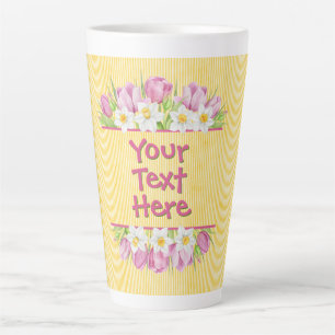 Aangepaste bloem tulpen en narcissen latte mok