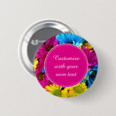 Aangepaste bloemen in fluorescentiekleuren ronde button 5,7 cm (Voorkant /achterkant)