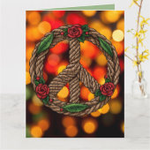 Aangepaste Bloemen Keltische Kerstknoop Vredesbord Kaart (Gele Bloem)