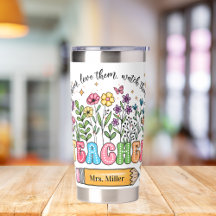 Aangepaste Bloemen Leraar Quote met Pencil Naam