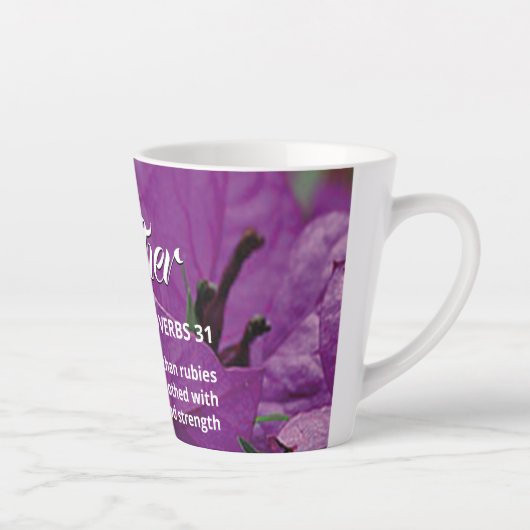 Aangepaste Bloemen MOEDER Spreuken 31 Latte Mok (Rechts)