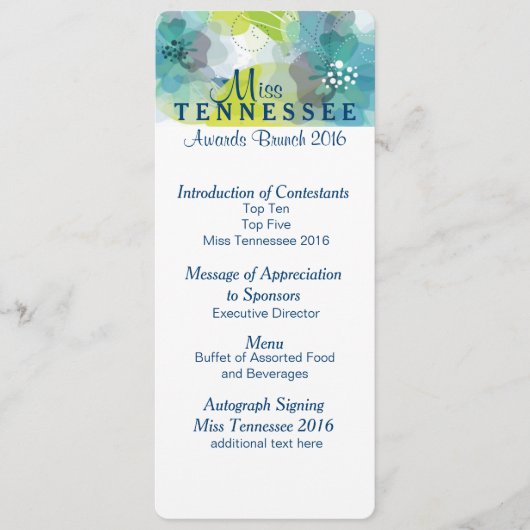 Aangepaste Bloemen Pageant Awards Brunch Programma (Voorkant)