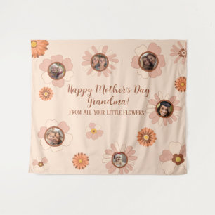 Aangepaste Bloemen Roze Oma Foto Gift 6 Pics Wandkleed