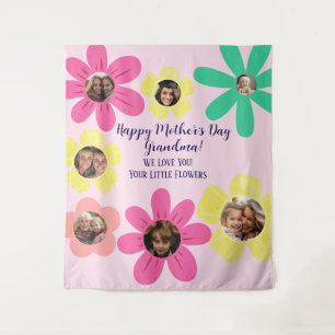 Aangepaste Bloemen Roze Oma Foto Gift 7 Pics Wandkleed
