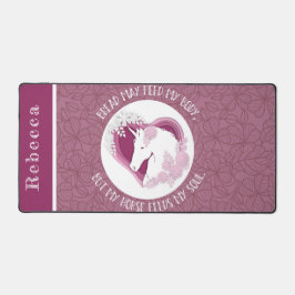 Aangepaste Bloemen Roze Paard Lover Quote Bureaumat