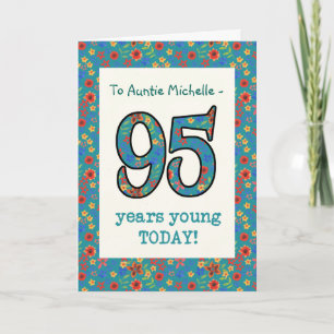Aangepaste Bloemen Verjaardag Kaart 95 jaar Jong