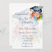 Aangepaste bloemengraduatiehoed kaart (Voorkant / Achterkant)