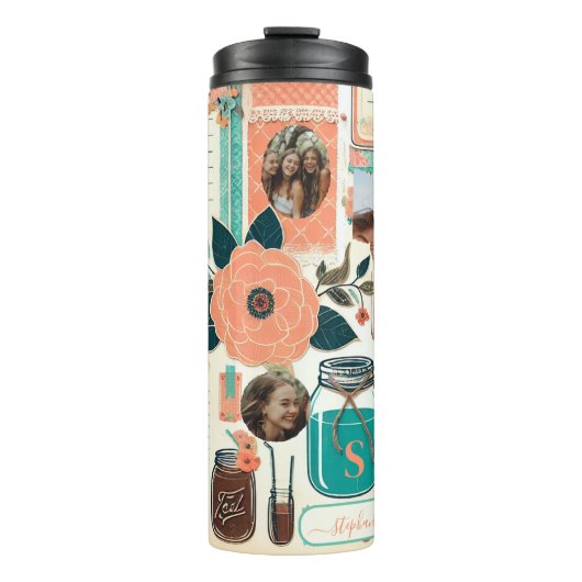 Aangepaste Bloemenjunk Journal Scrapbook Gift voor Thermosbeker (Voorkant)