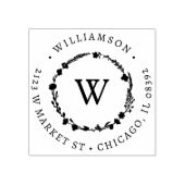 Aangepaste bloemenkrans Ronde Naam & Retouradres Rubberstempel (Afrduk)