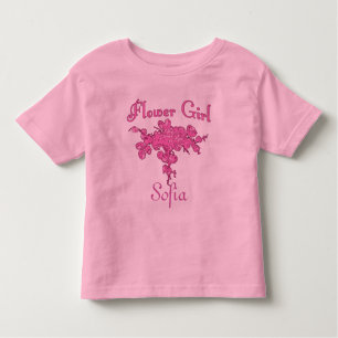 Aangepaste BLOEMENMEISJE met Big Pink Bouquet Kinder Shirts
