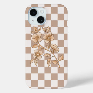 Aangepaste Bloemenpatroon iPhone 15 Hoesje