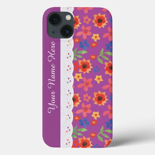 Aangepaste bloemenprint Magenta Samsung Galaxy Not Case-Mate iPhone Case (Achterkant)