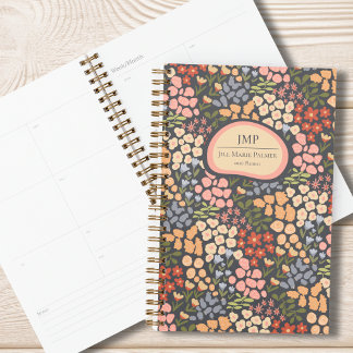 Aangepaste Bloemige Monogram Wekelijkse Maandelijk Planner