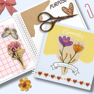 Aangepaste bloemige mosterd Blauwe Scrapbooking Le Notitieboek