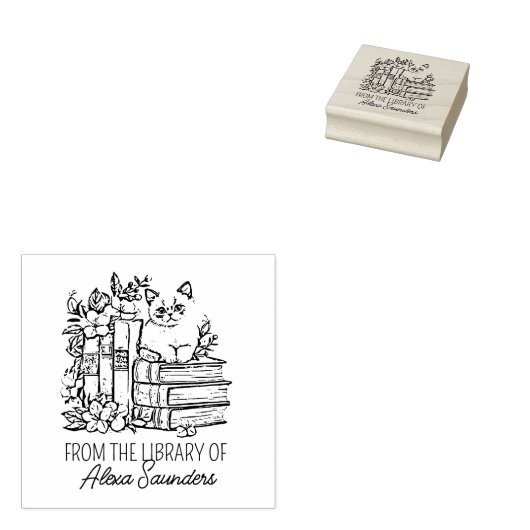 Aangepaste bloemkat 	rubberstempel (Gestempeld)