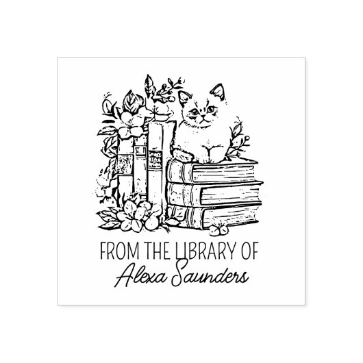 Aangepaste bloemkat rubberstempel (Afrduk)