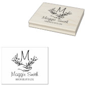 Aangepaste Bloemmonogram, Handgemaakt Groot Rubberstempel (Gestempeld)
