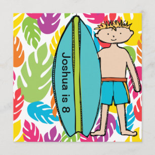 Aangepaste blond Boy Surfer Birthday nodigt uit Kaart