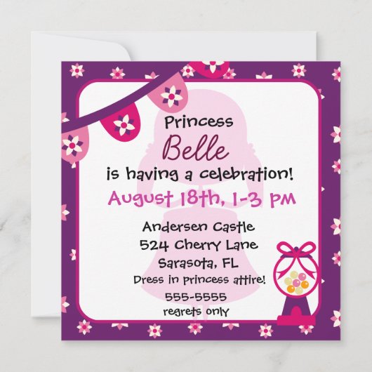 Aangepaste blond lil'Princess Birthday-uitnodiging Kaart (Achterkant)