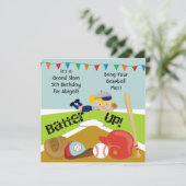 Aangepaste Blond Meisje Softbal Verjaardag Uitnodi Kaart (Staand voorkant)