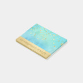 Aangepaste Blue Aqua Waterverf Faux Gold Foil Post-it® Notes (Schuin)