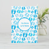 Aangepaste Blue Baby Boy Baby Feet Bedankkaart (Staand voorkant)
