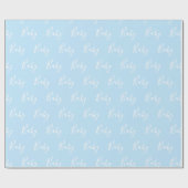 Aangepaste Blue Baby Boy Elegant Script Baby Cadeaupapier (Vlak)