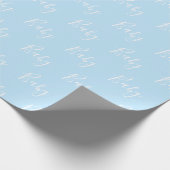 Aangepaste Blue Baby Boy Elegant Script Baby Cadeaupapier (Hoek)