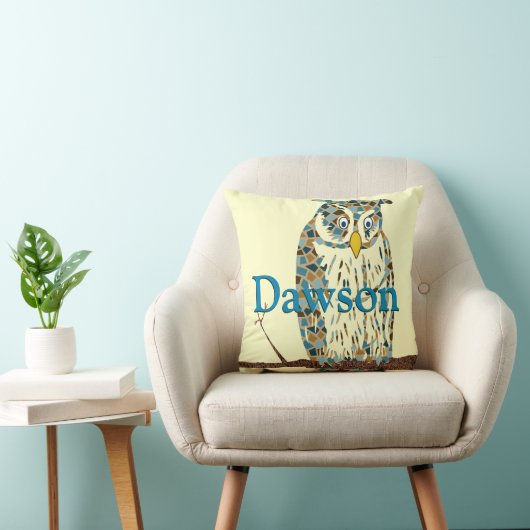 Aangepaste Blue Baby Owl Pillow Kussen (Stoel)