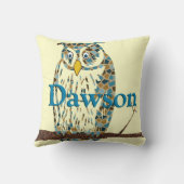 Aangepaste Blue Baby Owl Pillow Kussen (Achterkant)