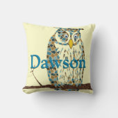 Aangepaste Blue Baby Owl Pillow Kussen (Voorkant)