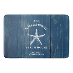 Aangepaste Blue Coastal Starfish Beach House Badmat