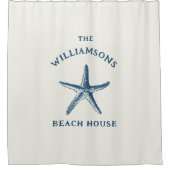 Aangepaste Blue Coastal Starfish Beach House Douchegordijn (Voorkant)